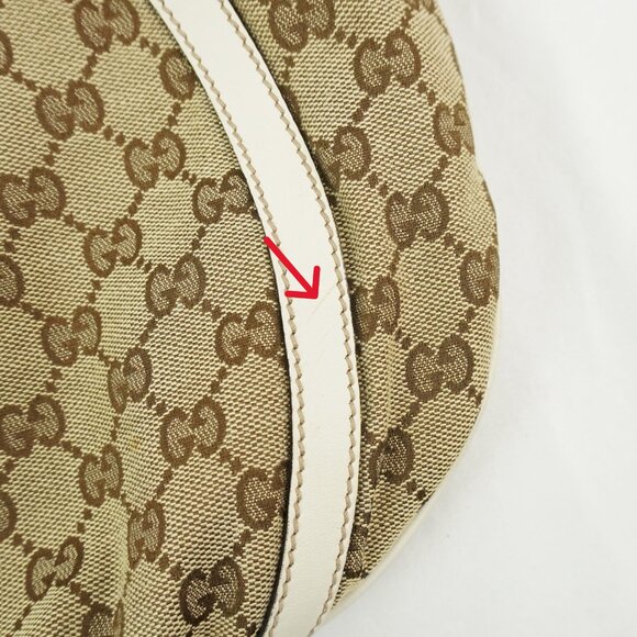 Vintage Gucci GG Supreme Abbey Shoulder Bag In Beige & White w/ Silver Hardware - Picture 12 of 14